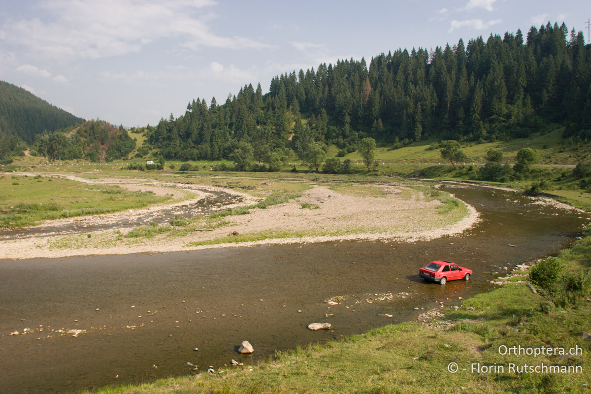 22.07.2007 Die kostenlose Autowaschanlage im Fluss Rypynka. Ukraine